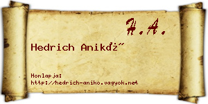 Hedrich Anikó névjegykártya